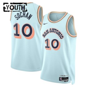 NBA Børn Trøje San Antonio Spurs Jeremy Sochan 2024-25 Nike City Edition Blå Swingman